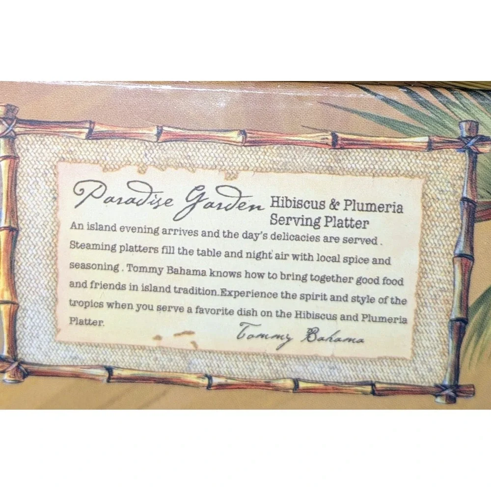 Tommy Bahama‎ Paradise Garden Hibiscus Plumeria Serving Platter Tropical 2006